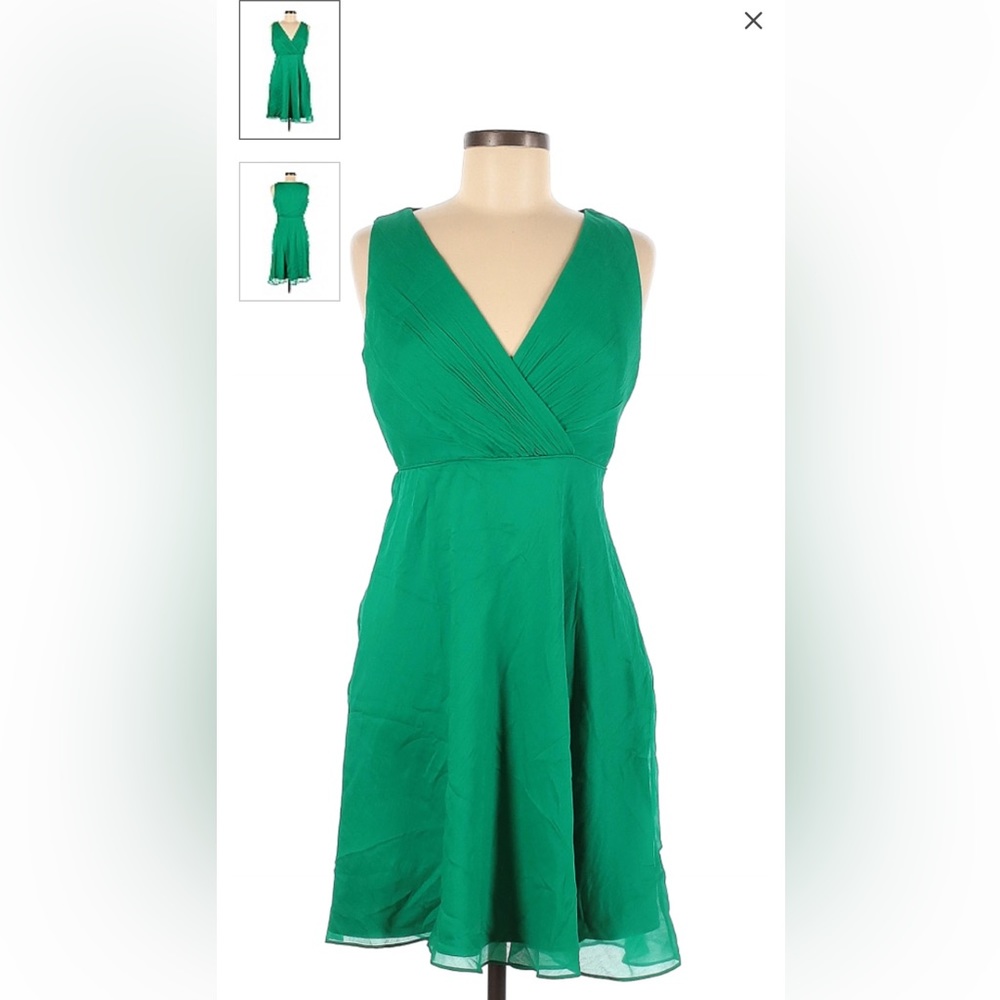 J Crew Casual Pleated Chiffon Dress V Neck Sleeveless Size 4 Petite